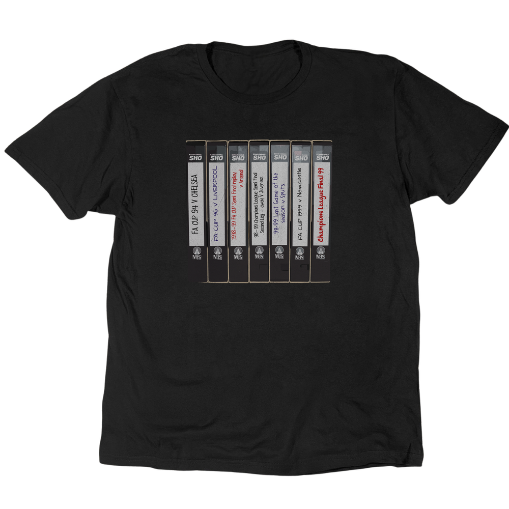 Manchester United 90 S Vhs Collection T-Shirt - Black