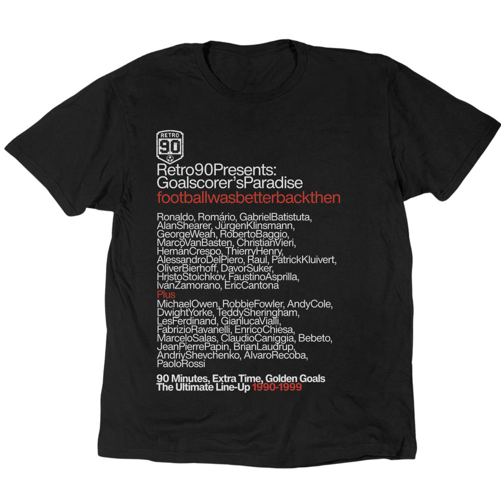 Retro90 Presents Goalscorers Paradise T-Shirt - Black