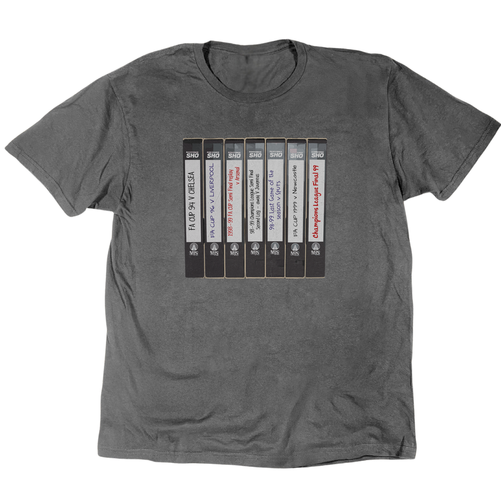 Manchester United 90 S Vhs Collection T-Shirt - Charcoal