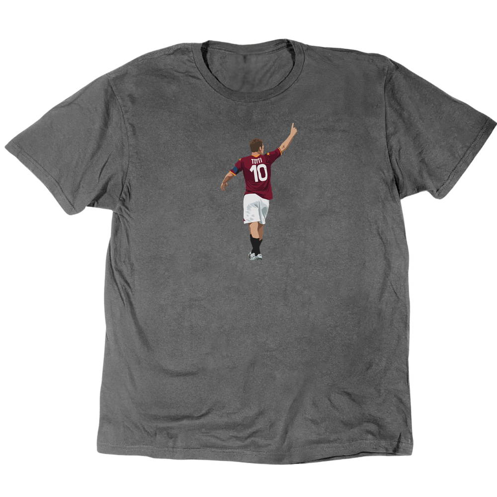 Icons Illustrated Francesco Totti T-Shirt - Charcoal