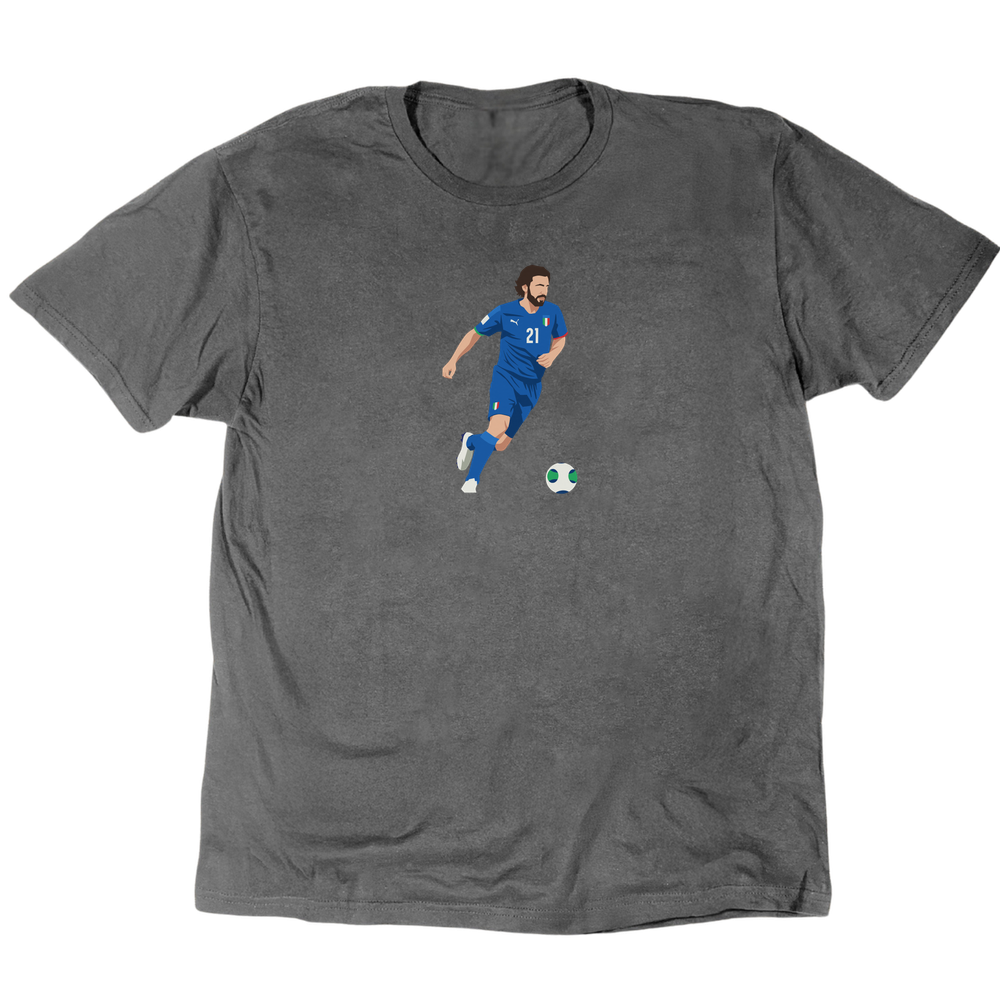 Icons Illustrated Andrea Pirlo T-Shirt - Charcoal