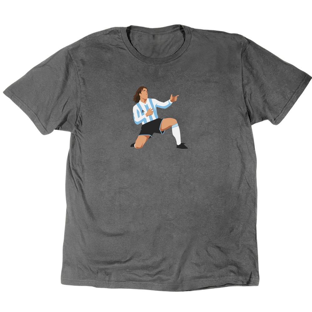 Icons Illustrated Batistuta T-Shirt - Charcoal