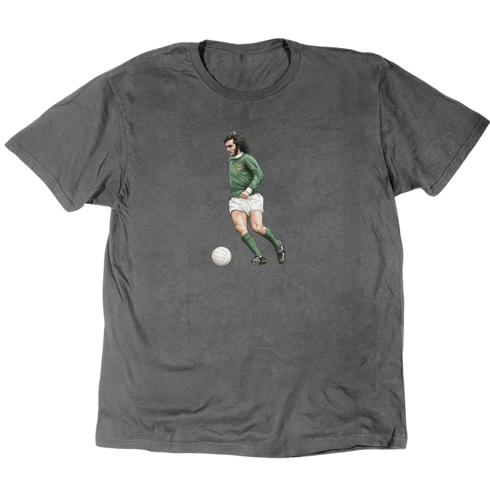 George Best Green And White T-Shirt - Charcoal