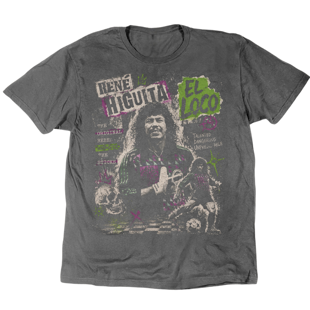 Rene Higuita El Loco 1990 T-Shirt - Charcoal