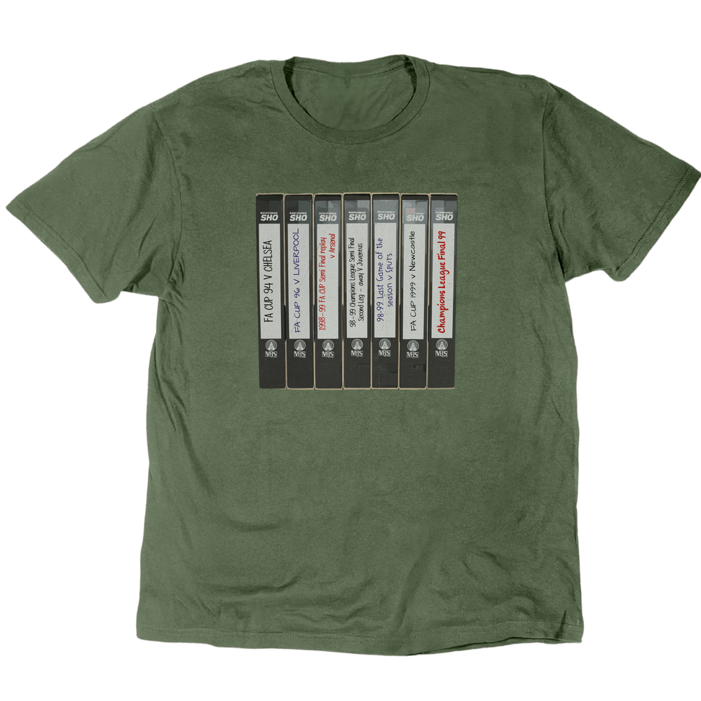 Manchester United 90 S Vhs Collection T-Shirt - Military Green