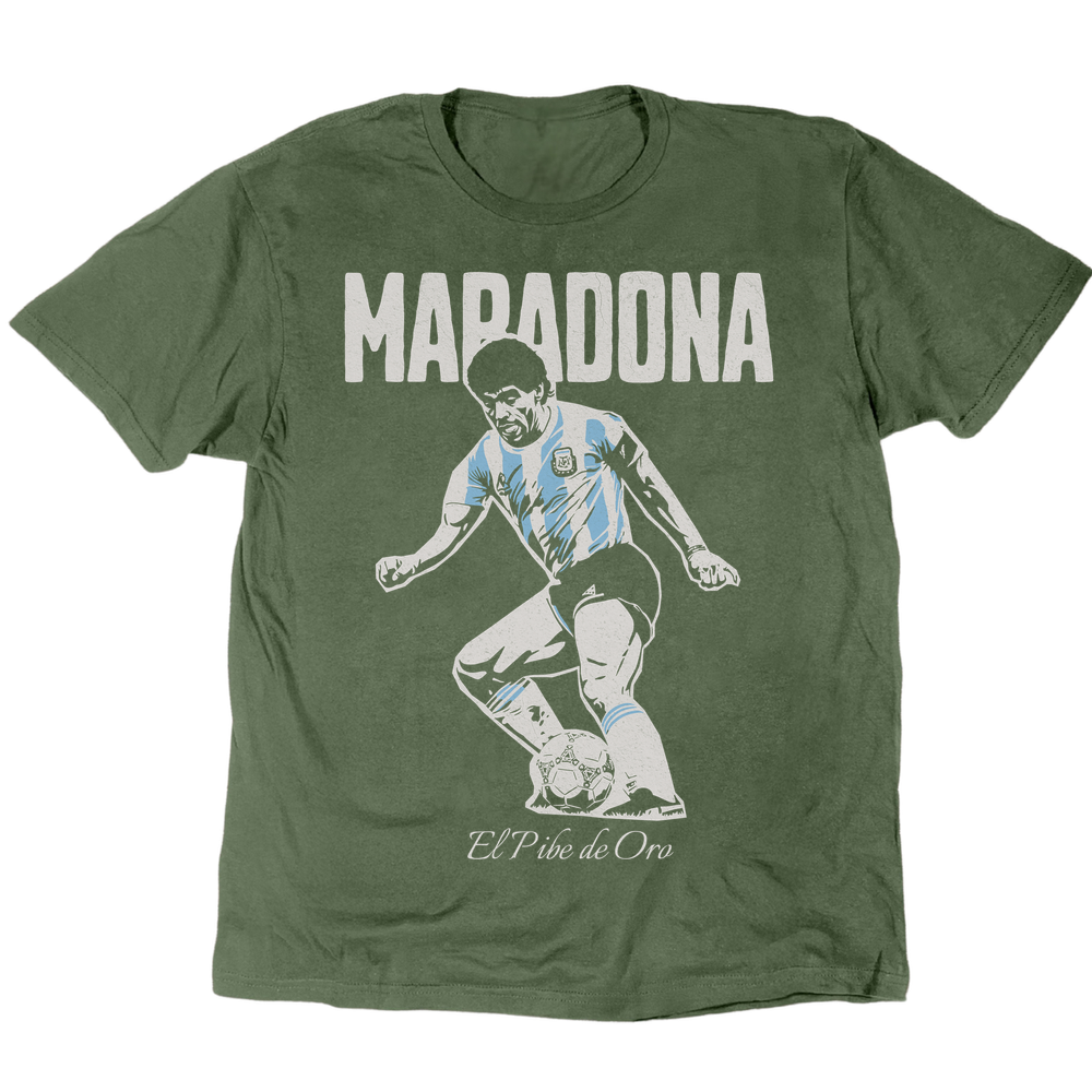 El Pibe De Oro Diego Maradona T-Shirt - Military Green