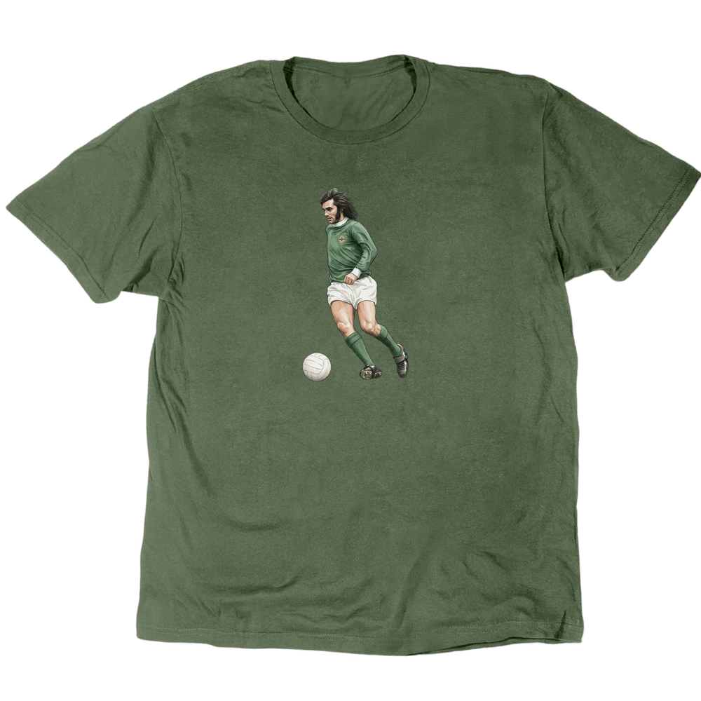 George Best Green And White T-Shirt - Military Green
