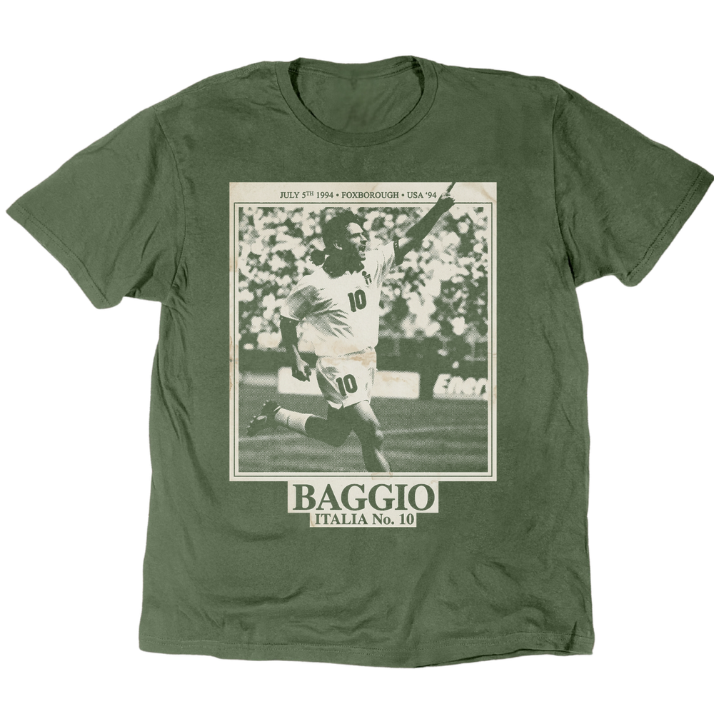 Vintage Celebration Roberto Baggio 1994 T-Shirt - Military Green