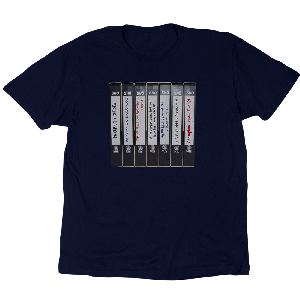 Manchester United 90 S Vhs Collection T-Shirt - Navy