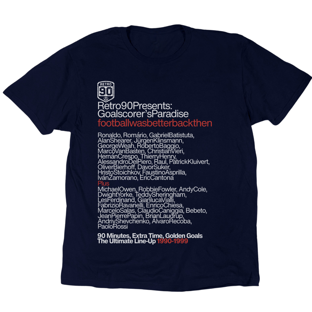 Retro90 Presents Goalscorers Paradise T-Shirt - Navy