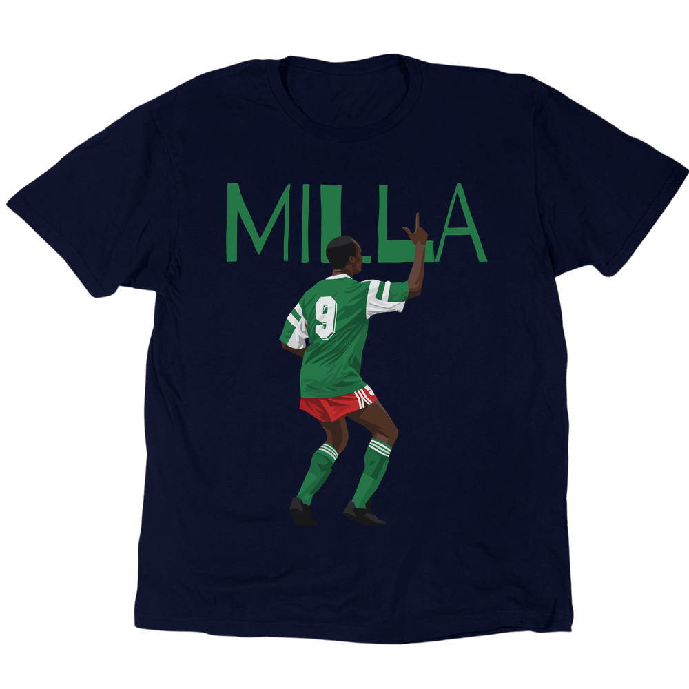 Roger Milla Celebration T-Shirt - Navy