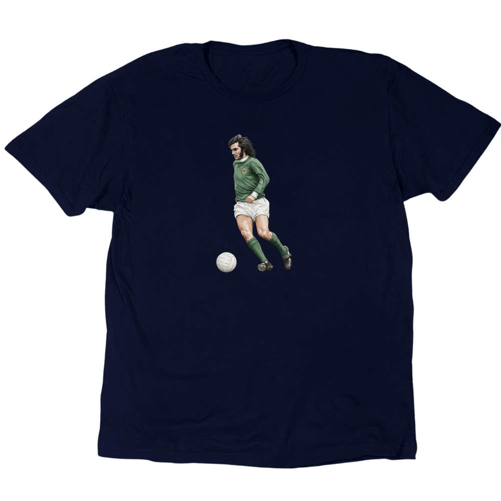 George Best Green And White T-Shirt - Navy